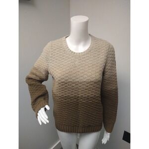 Barbour Brown Color Block Cable Wool Knitted Sweater Jumper Womens 10 British